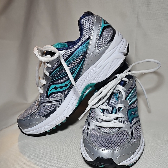 Saucony Shoes - Saucony Womans Silver and Teal Sneakers